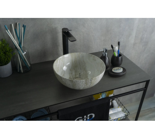 Раковина накладная Gid Mnc487 54435 под камень глянцевая 32x32x14