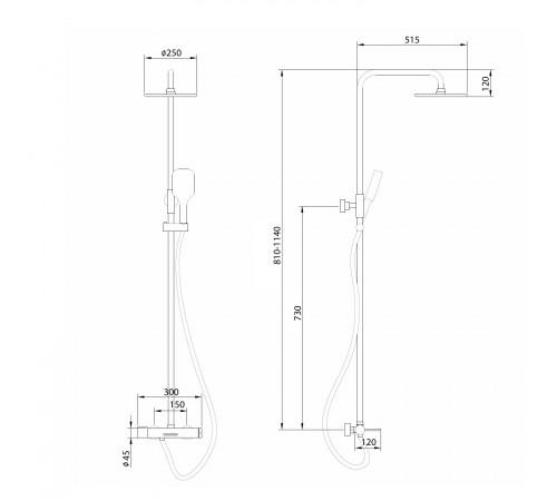 Стойка для душа ABBER Emotion AF8816 с изливом, хром
