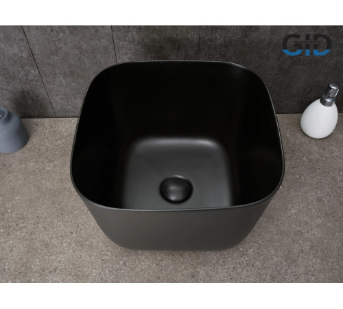 Раковина накладная Gid N9301bg 53356 черная графит 36x36x25.5