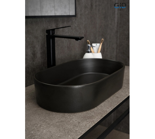 Раковина накладная Gid N9020bg 53379 черная  графит 52.5x30.5x11.5