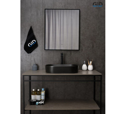 Раковина накладная Gid N9020bg 53379 черная  графит 52.5x30.5x11.5