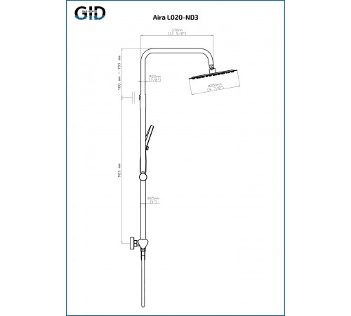 Душевая стойка GID Aira L020-CH-ND3