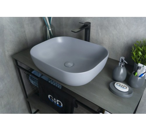 Раковина накладная Gid Gm1302 53336 серая матовая 50x40x14