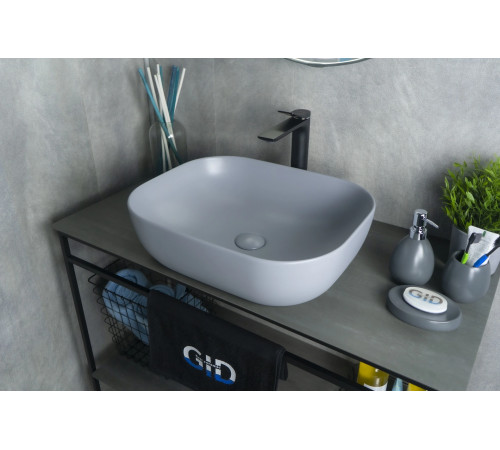 Раковина накладная Gid Gm1302 53336 серая матовая 50x40x14