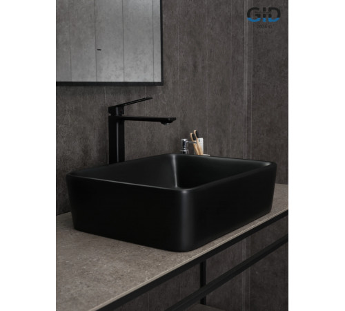 Раковина накладная Gid Bm9103 53374 черная матовая 48x37x13