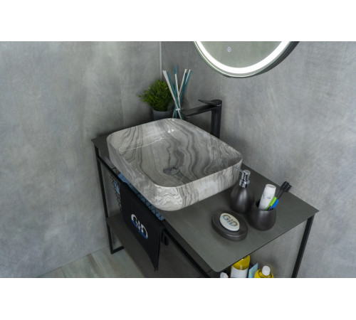 Раковина накладная Gid Mnc597 54458 под камень глянцевая 50x39x13