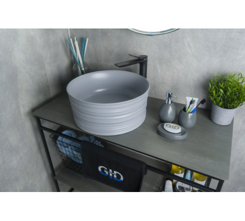 Раковина накладная Gid Gm969 53335 серая матовая 41x41x18