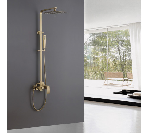Стойка для душа ABBER Wasserfall AF8616G с изливом, золото матовое