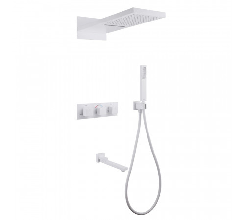 Система для душа ABBER Daheim AF8253W с изливом, термостат, белая матовая