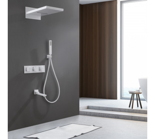 Система для душа ABBER Daheim AF8253W с изливом, термостат, белая матовая