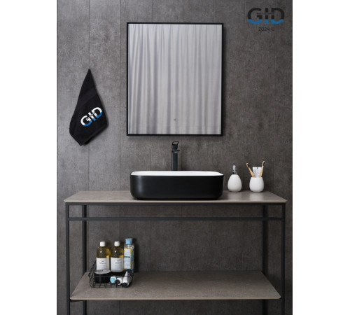 Раковина накладная Gid Nc366 52205 белая / черная 50x39x13