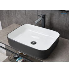 Раковина накладная Gid Nc366 52205 белая / черная 50x39x13