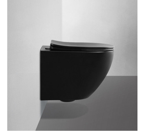 Подвесной унитаз ABBER BEQUEM AC1100MB черный матовый, безободковый