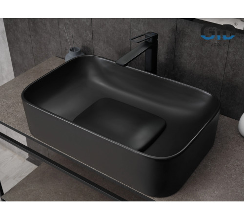 Раковина накладная Gid Bm9598 53365 черная матовая 61x38x15
