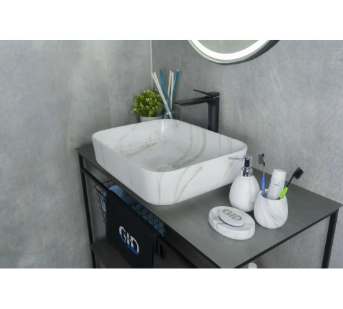 Раковина накладная Gid Mnc190 54426 под камень глянцевая 50x39x13