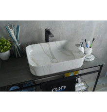 Раковина накладная Gid Mnc190 54426 под камень глянцевая 50x39x13
