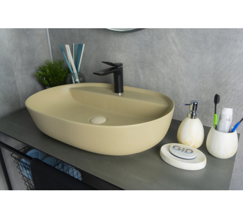 Раковина накладная Gid Sr1346 53343 светло-коричневая матовая 61x41x14