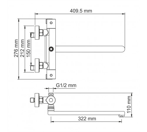 Смеситель для ванны WasserKRAFT Berkel 4822L Thermo 
