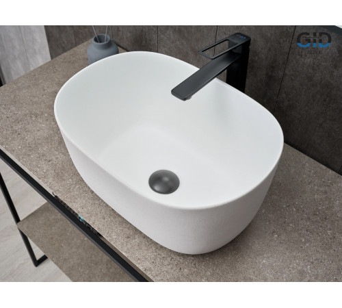 Раковина накладная Gid N9302wg 51220 белая матовая / белая графит 45x32x22